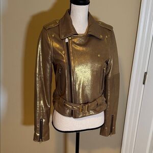 Metallic Gold Leather Jacket